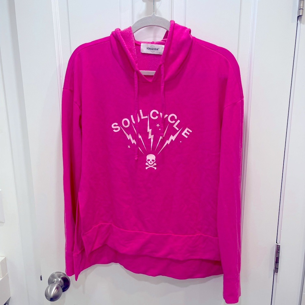 SoulCycle hot pink fleece hoodie